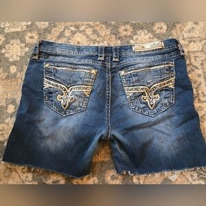 Rock Revival Jean Shorts‎ Denim Boris Size 34 Easy Boot The Buckle Bling y2k